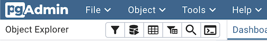 pgAdmin Toolbar